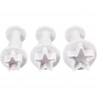 CC Ausstechformen mit Stempel 2,1-2,6 cm Sterne 3 Stück - #589354