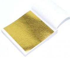 Metallblech, hellgoldfarben, 9 x 9 cm – Polymerclay / Modelliermasse - #487437